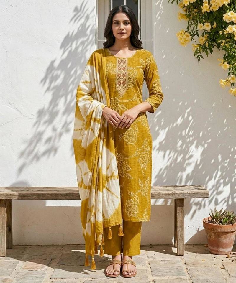 yellow tie-dye kurta set