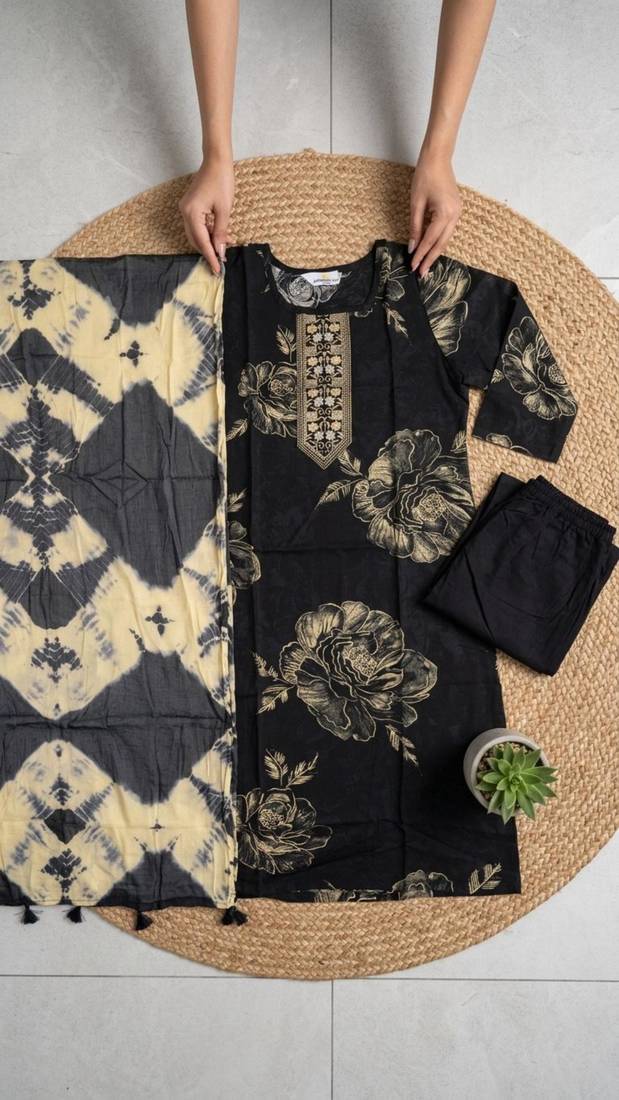 black tie-dye kurta set