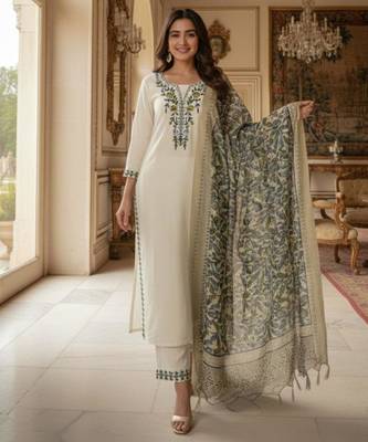 white embroidered designer kurta set 2