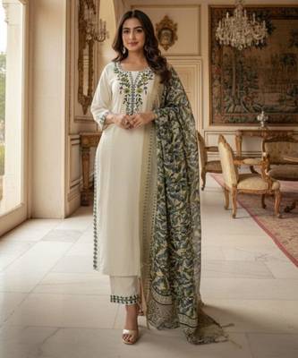 white embroidered designer kurta set 3