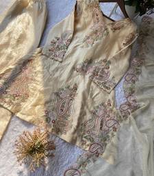 cream embroidered kurta set