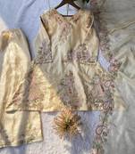cream embroidered kurta set
