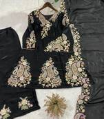 black embroidered kurta set