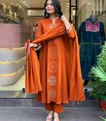 Rust contemporary kurta set