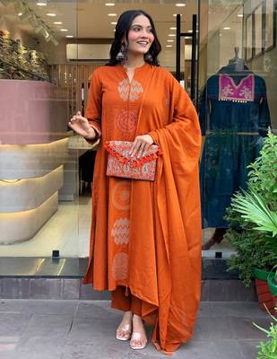 Rust contemporary kurta set 4