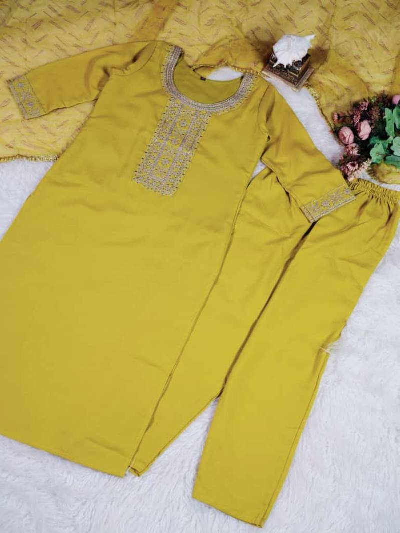 lime embroidered kurta set