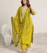 lime embroidered kurta set