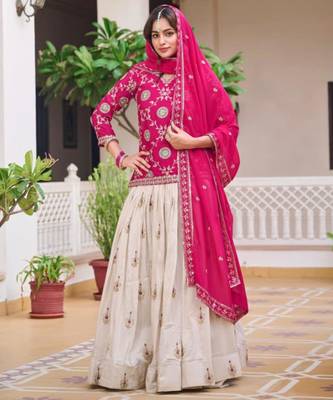 Pink & white Embroidered Lehenga 3