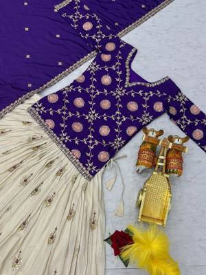 Purple & white Embroidered Lehenga 2