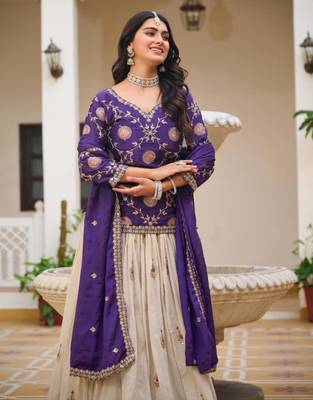 Purple & white Embroidered Lehenga 3