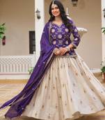 Purple & white Embroidered Lehenga