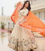 Orange Bandhani Dupatta Lehenga Set