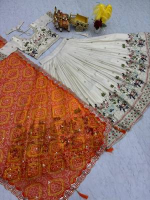 Orange Bandhani Dupatta Lehenga Set 2