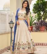 Royal-blue Bandhani Dupatta Lehenga Set