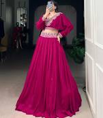 Rani-Pink Embroidered Lehenga