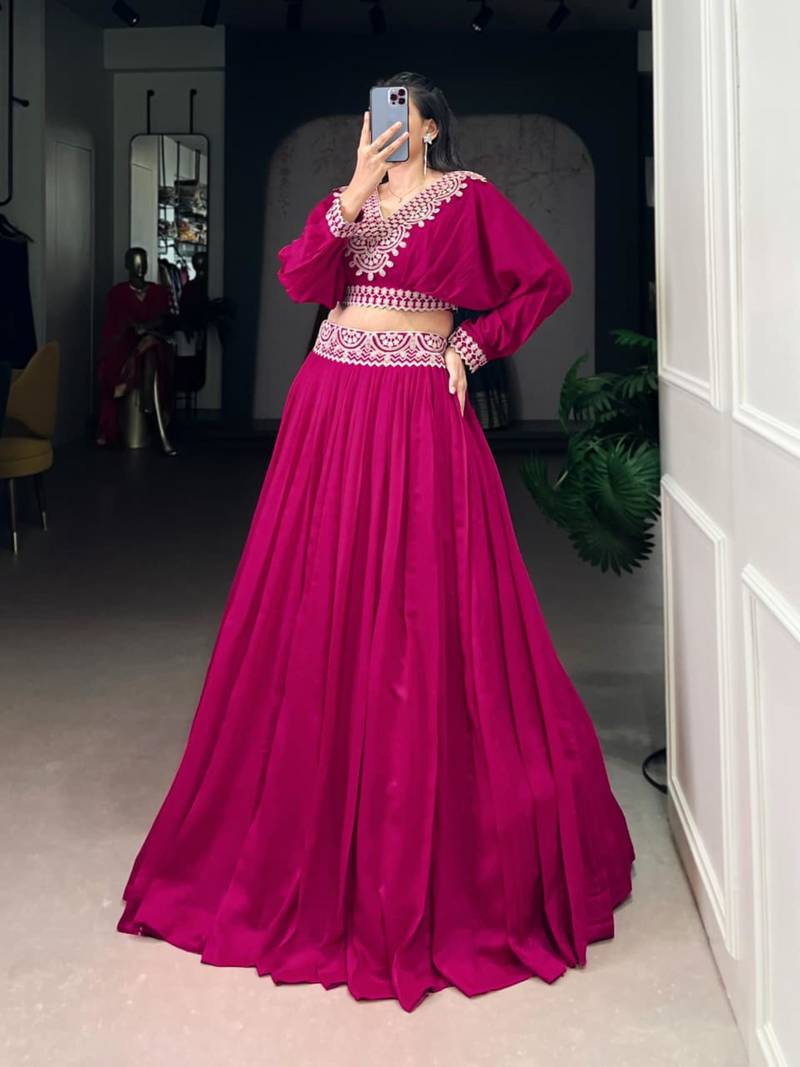 Rani-Pink Embroidered Lehenga