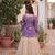 cream jacquard lehenga with purple printed blouse set