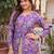 cream jacquard lehenga with purple printed blouse set