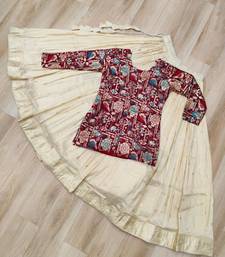 Cream Lehenga Maroon Blouse