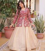 Cream Lehenga Maroon Blouse