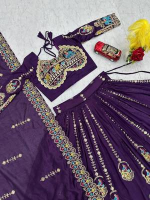Purple Heavy Embroidered Bridal Lehenga 1