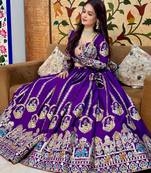 Purple Heavy Embroidered Bridal Lehenga