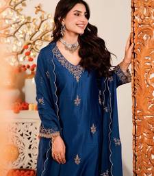 navy blue festive kurta set