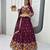 Wine Embroidered Lehenga Set