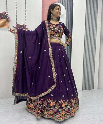 Purple Embroidered Lehenga Set 1