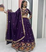 Purple Embroidered Lehenga Set