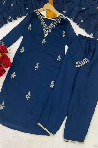 navy blue festive kurta set