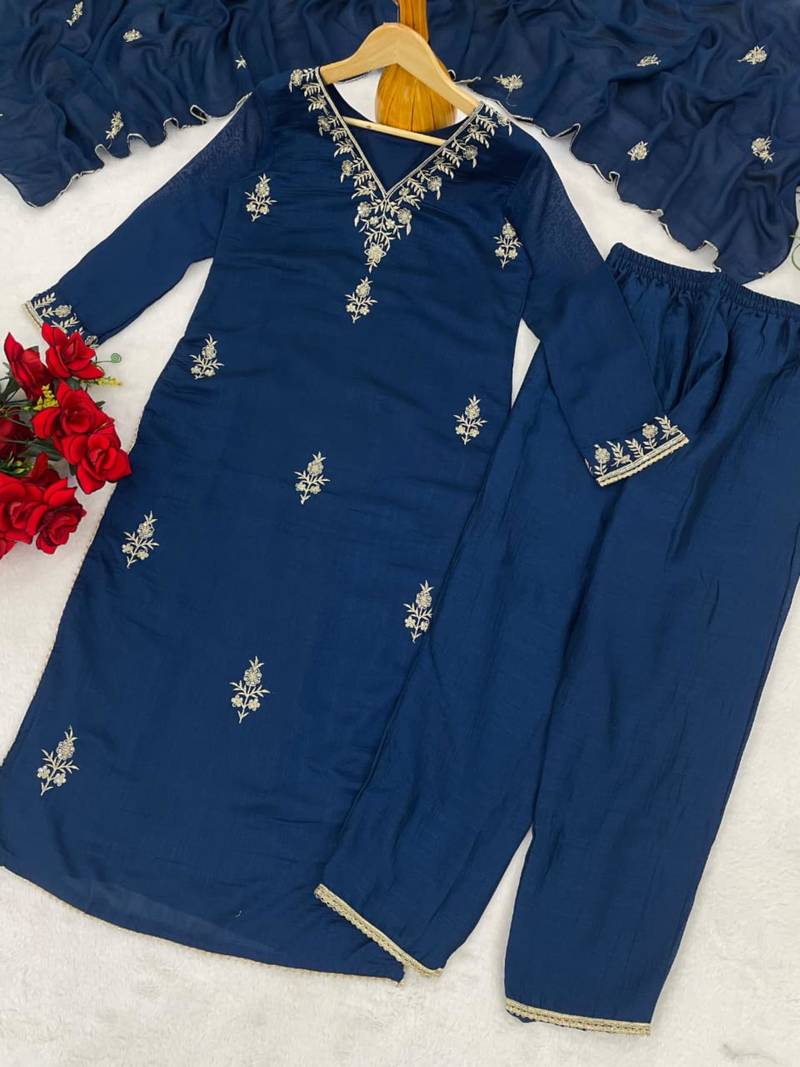 navy blue festive kurta set