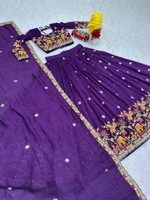 Purple Embroidered Lehenga Set 2