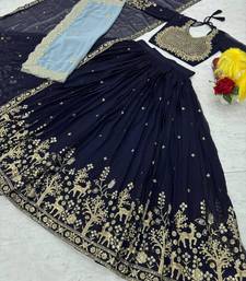 Navy-blue and grey Ethnic Lehenga
