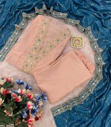 Light-peach & blue kurta set