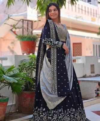 Navy-blue and grey Ethnic Lehenga 3