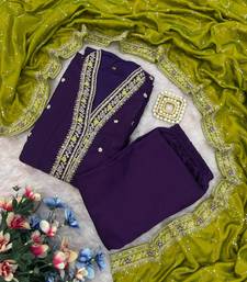 purple & olive green kurta set