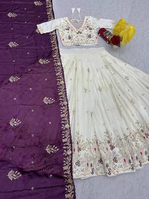 off-white and Purple Designer Lehenga 2