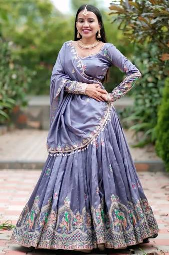 LIGHT PURPLE Embroidered Designer Lehenga