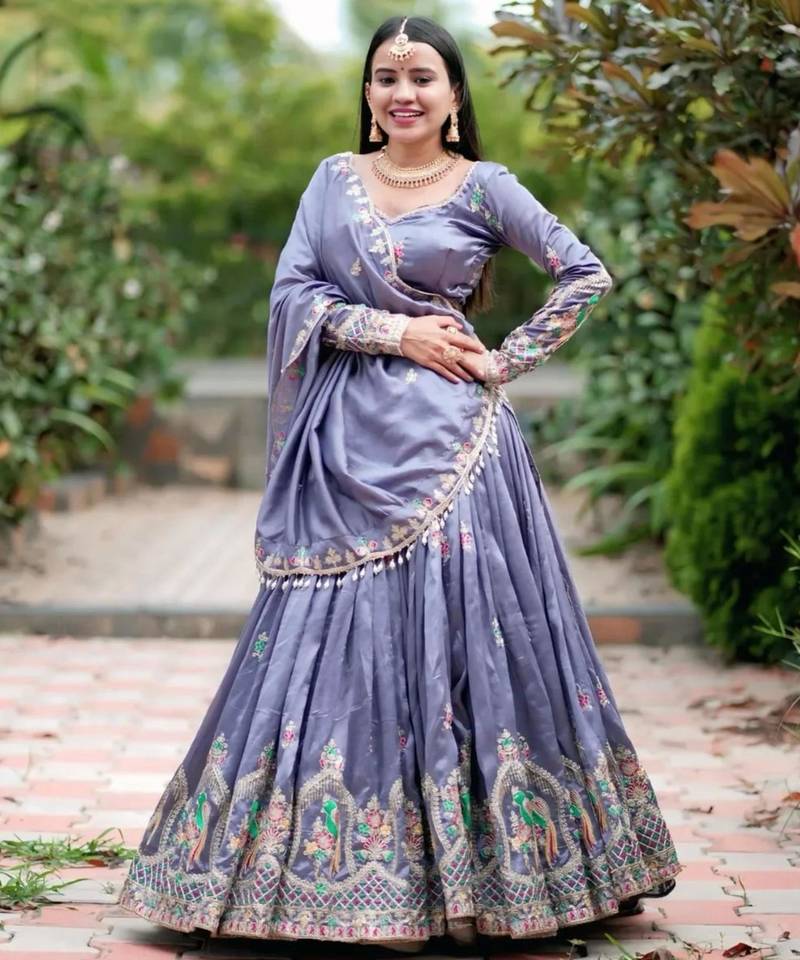 LIGHT PURPLE Embroidered Designer Lehenga