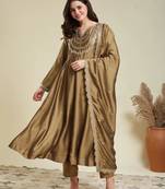 antique gold flared kurta set