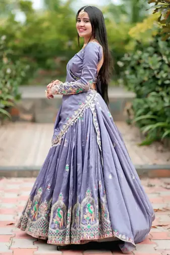 LIGHT PURPLE Embroidered Designer Lehenga