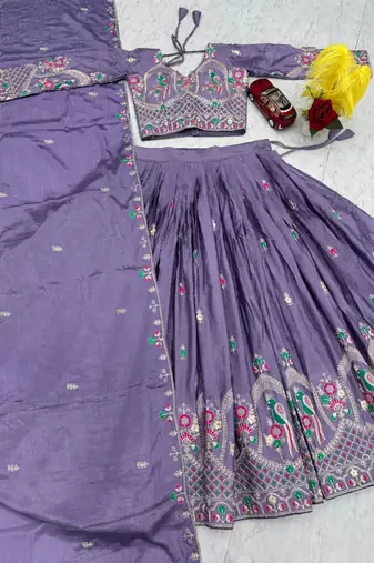 LIGHT PURPLE Embroidered Designer Lehenga