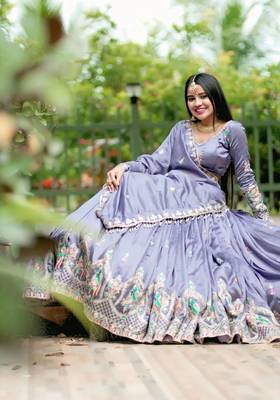 LIGHT PURPLE Embroidered Designer Lehenga 4