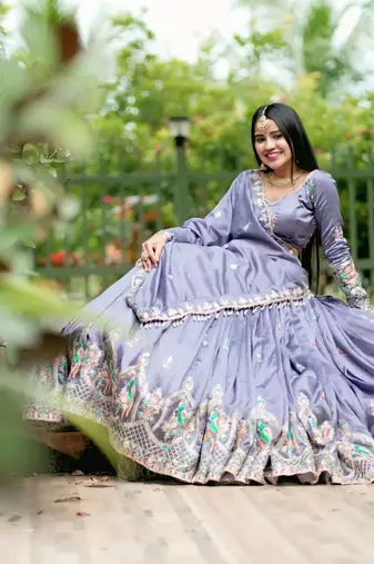LIGHT PURPLE Embroidered Designer Lehenga