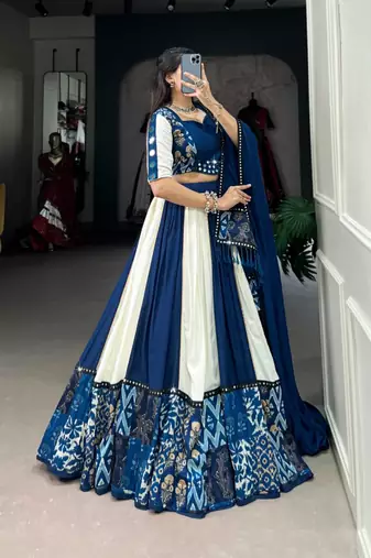Blue and White Designer Lehenga