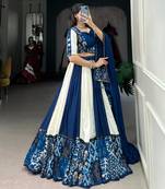 Blue and White Designer Lehenga