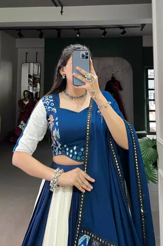 Blue and White Designer Lehenga