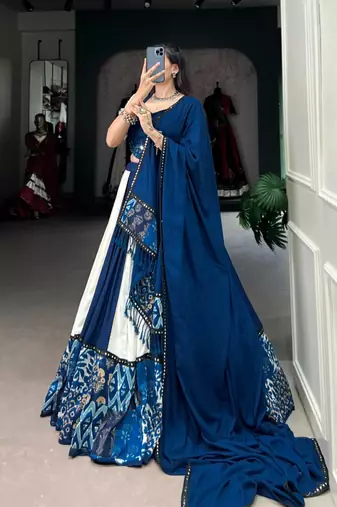 Blue and White Designer Lehenga