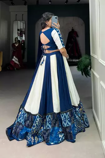 Blue and White Designer Lehenga